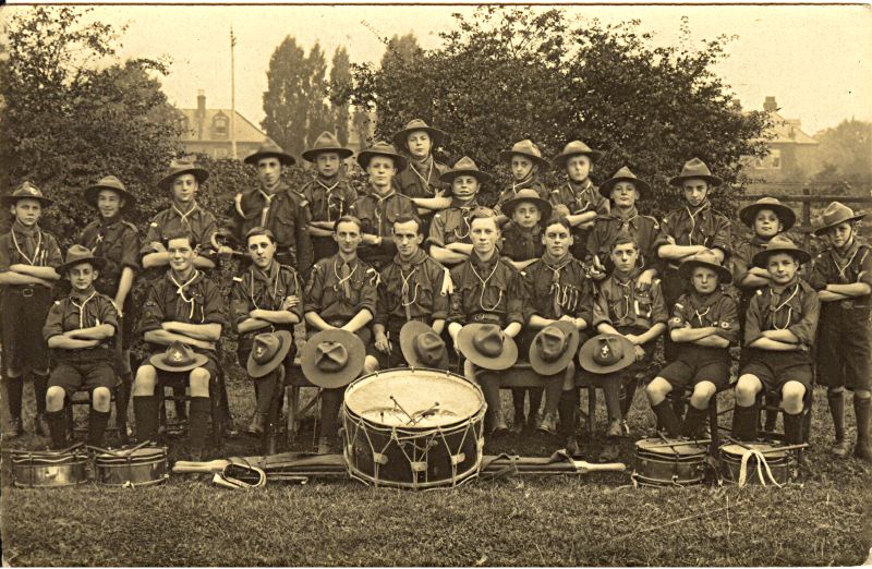 63, Penge YMCA, photo taken Holy Trinity Church, Bunny Stewart and G, Johnson Scout Masters, 1917.jpg